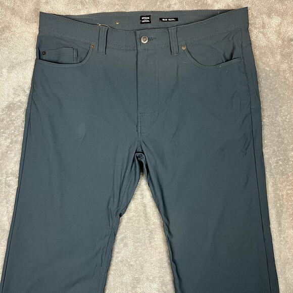 Prana Brion Pants Mens 36x30 Hiking Outdoor Performance Stretch Blue - Picture 2 of 9
